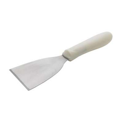 Winco TWP-32 4.5&quot; x 3.13&quot; Stainless Steel Grill Scraper With White Plastic Handle