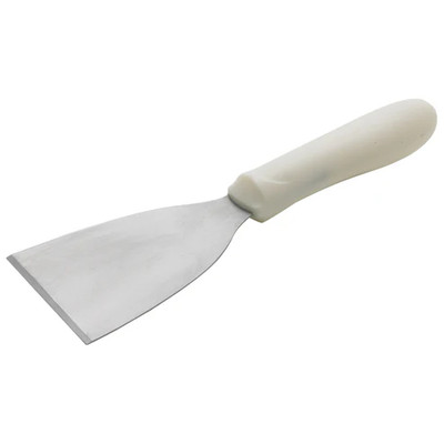Winco TWP-32 4.5" x 3.13" Stainless Steel Grill Scraper With White Plastic Handle