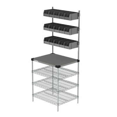 Metro CR2430DTPOS Drive-Thru POS &amp; Staging Station 30"W x 24"D x 74"H with Stainless Steel Shelving