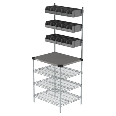 Metro CR2430DTPOS Drive-Thru POS &amp; Staging Station 30"W x 24"D x 74"H with Stainless Steel Shelving