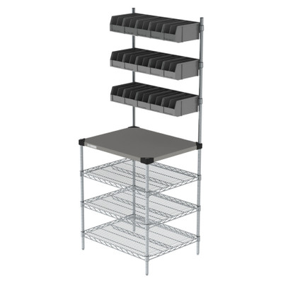 Metro CR2430DTPOS Drive-Thru POS &amp; Staging Station 30"W x 24"D x 74"H with Stainless Steel Shelving