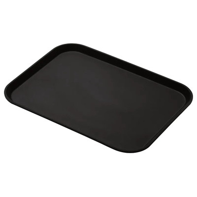 Cambro 1216CT110 12" x 16.31" Fiberglass Black Satin Rectangular Camtread Serving Tray - 12/Case