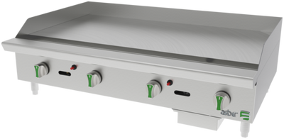 Asber AETG 48 EM Emerald Line 48" W Stainless Steel Liquid Propane Countertop Thermostatic Griddle - 120,000 BTU