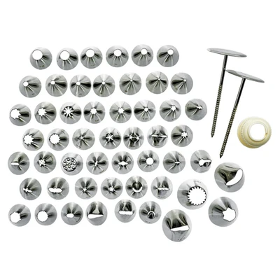 Winco CDT-52 Stainless Steel 52-Piece Cream Nozzle Set With Storage Box (52 piece Set)