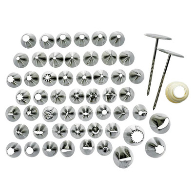 Winco CDT-52 Stainless Steel 52-Piece Cream Nozzle Set With Storage Box (52 piece Set)