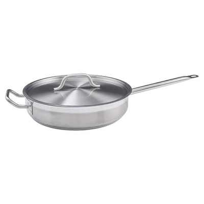 Winco SSet-7 14" 7 Qt. Stainless Steel and Aluminum Premium Induction Saute Pan