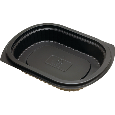 Dinex DXMW4016PBLK 16 Oz. Medium Black Oval Polypropylene Microwaveable Proex Disposable Entrée Platter