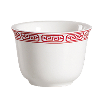 CAC China 105-55 5 Oz. Bone White Porcelain Round Red Gate Chinese Style Tea Cup (6 Dozen Per Case)