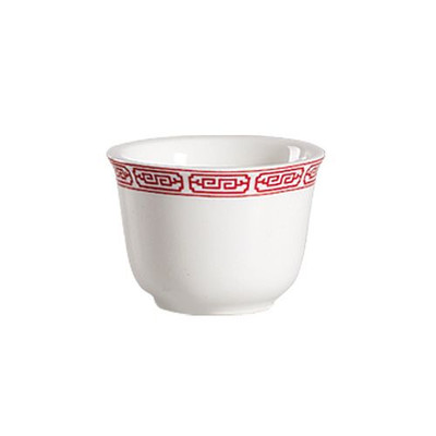 CAC China 105-55 5 Oz. Bone White Porcelain Round Red Gate Chinese Style Tea Cup (6 Dozen Per Case)