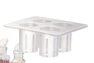 Cal-Mil 3300-RACK 13" W x 10.75" D Polycarbonate Clear Four Compartment Salad Dressing Caddy Rack Only
