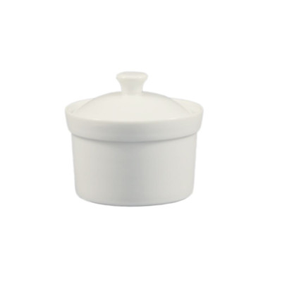 CAC China CAS-B10 10 Oz. Super White Porcelain Round Accessories Soup Bowl Set (24 Set Per Case)