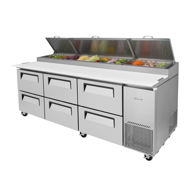 Turbo Air TPR-93SD-D6-N 93" W Three-Section Super Deluxe Pizza Prep Table