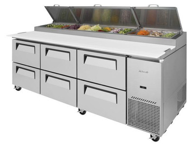 Turbo Air TPR-93SD-D6-N 93" W Three-Section Super Deluxe Pizza Prep Table