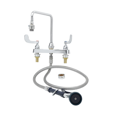 T&amp;S Brass B-2346 Faucet Workboard deck mount with spray valve 8"