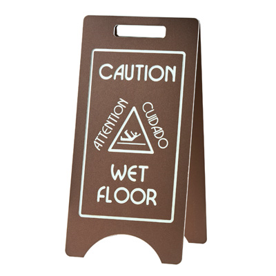Cal-Mil 3506 11-3/4"W x 17"D x 23"H Brown Wet Floor Sign