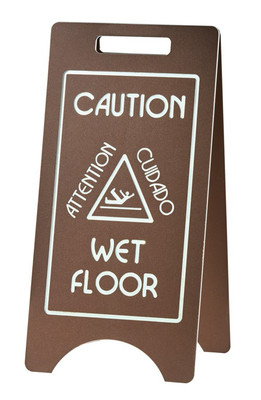 Cal-Mil 3506 11-3/4"W x 17"D x 23"H Brown Wet Floor Sign