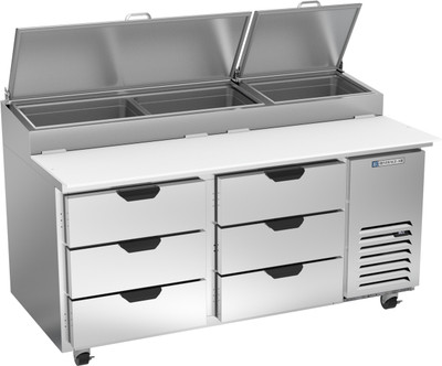 Beverage Air DPD67HC-6 67" W Two-Section Pizza Top Refrigerated Counter