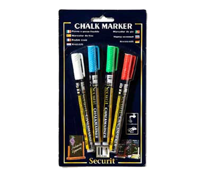American Metalcraft BLSMA100V4CO Mini Tip Assorted Securit Chalk Markers (Packed By 4)