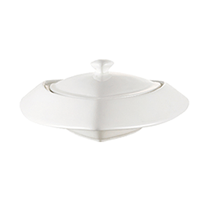 CAC China TR-B6 5 Oz. Super White Porcelain Triangular Accessories Bowl Set (24 Set Per Case)