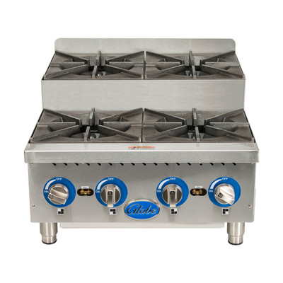 Globe GHPSU424G-NG 24" W Stainless Steel Natural Gas Countertop Hotplate - 120,000 BTU