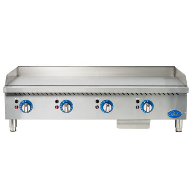 Globe GG48TG-NG 48" Stainless Steel Natural Gas Countertop Griddle - 120,000 BTU