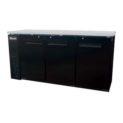 Migali C-BB72-HC 72.8"W Three-Section Solid Door Refrigerated Back Bar Cabinet