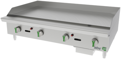 Asber AETG 48 EM Emerald Line 48" W Stainless Steel Natural Gas Countertop Thermostatic Griddle - 120,000 BTU