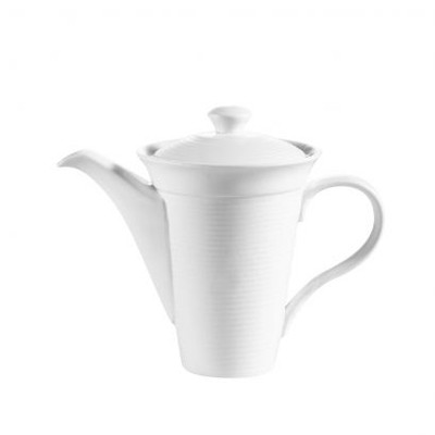 CAC China HMY-TPW13 13 Oz. Super White Porcelain Embossed Harmony Teapot (2 Dozen Per Case)