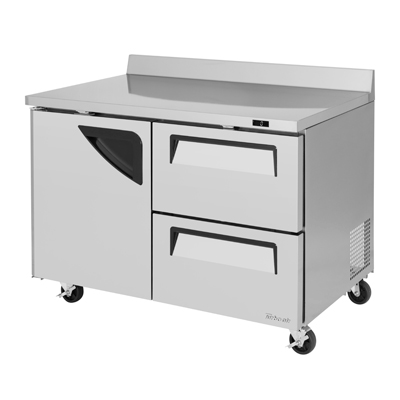 Turbo Air TWF-48SD-D2-N 48.25"W Two-Section Stainless Steel Door Super Deluxe Worktop Freezer