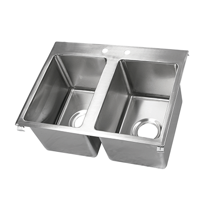 John Boos PB-DISINK141610-2 2 Compartment Stainless Steel Pro-Bowl Drop-In Sink 33"W x 22"D x 12"H