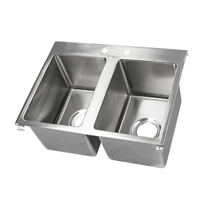 John Boos PB-DISINK141610-2 2 Compartment Stainless Steel Pro-Bowl Drop-In Sink 33"W x 22"D x 12"H