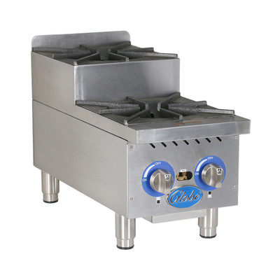 Globe GHPSU212G-NG 12" W Stainless Steel Natural Gas Countertop Hotplate - 60,000 BTU
