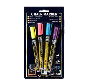 American Metalcraft BLSMA100V4TR Mini Tip Assorted Securit Chalk Markers (Packed By 4)
