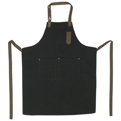 Winco BA-3327K Black Bib Apron - 33-1/2"L x 27"W