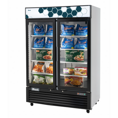 Migali C-49FM-HCE 54.4"W Two-Section Glass Door Competitor Series Freezer Merchandiser