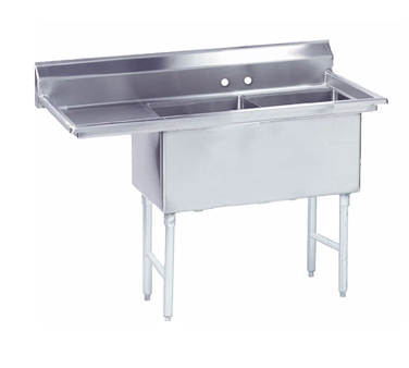 Advance Tabco FC-2-2424-18L-X 63" - 72" 16-Gauge Stainless Steel Two Compartment Left Drain Fabricated