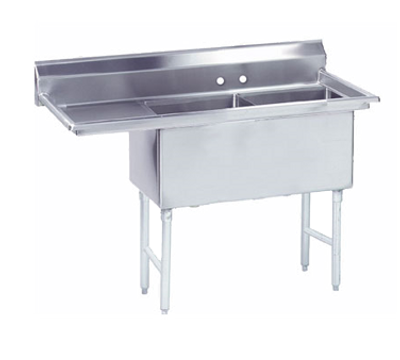 Advance Tabco FC-2-2424-18L-X 63&quot; - 72&quot; 16-Gauge Stainless Steel Two Compartment Left Drain Fabricated