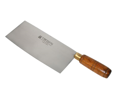 Town 47374/DZ 8" x 3.75" Chinese Cleaver or Slicer with Wood Handle - 1 Dozen