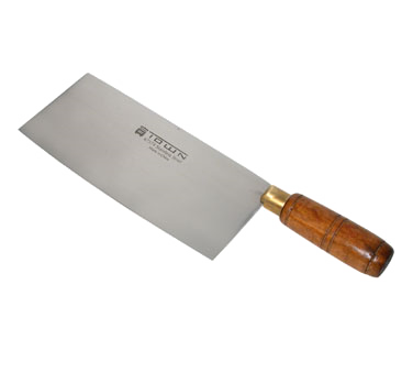 Town 47374/DZ 8" x 3.75" Chinese Cleaver or Slicer with Wood Handle - 1 Dozen