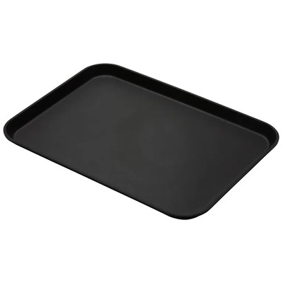 Cambro 1826CT110 17.81" x 25.69" Fiberglass Black Satin Rectangular Camtread Serving Tray - 6/Case