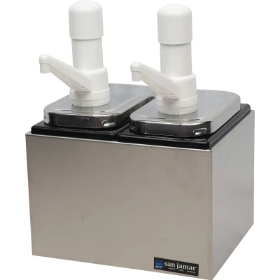 San Jamar P9712 Condiment Pump Service Center Countertop Double Well 10-1/8"W