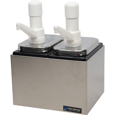 San Jamar P9712 Condiment Pump Service Center Countertop Double Well 10-1/8"W