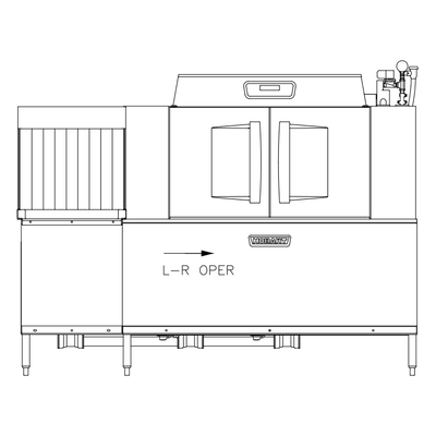 Hobart CL86C-BAS+BUILDUP Low Temp Conveyor Dishwasher - 208 Volts