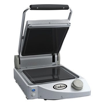 Cadco CPG-10F Single Panini Press with Ceramic Smooth Plates - 120 Volts