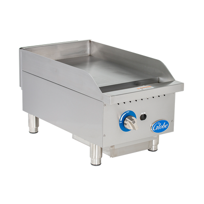 Globe GG15G-NG 17" W Stainless Steel Smooth Plate Natural Gas Countertop Griddle - 30,000 BTU