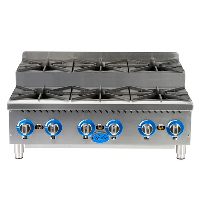 Globe GHPSU636G-NG 36" W Stainless Steel Natural Gas Countertop Hotplate - 180,000 BTU