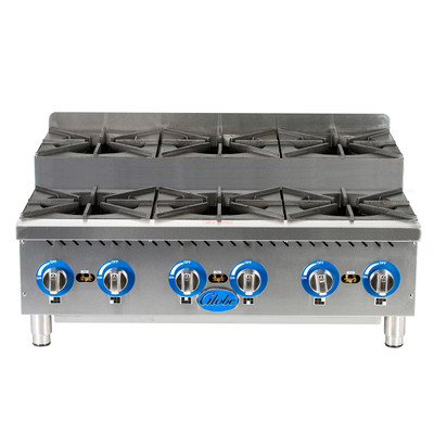 Globe GHPSU636G-NG 36" W Stainless Steel Natural Gas Countertop Hotplate - 180,000 BTU