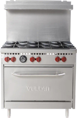 Vulcan SX36-6BP-QS-PLATINUM 36" Liquid Propane SX Series Restaurant Range - 198,000 BTU