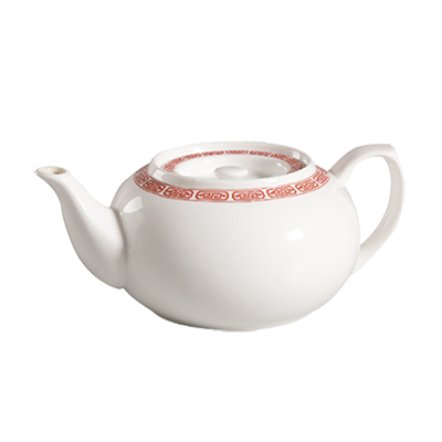 CAC China 105-TPW-2 32 Oz. Bone White Porcelain Red Gate Teapot (1 Dozen)