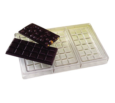 Matfer Bourgeat 380240 Chocolate Mold 3 Chocolate Bars With 18 Squares Each 6"L x 2.75" W x 1.33" H Polycarbonate